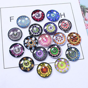 Mix Color Kaleidoscope Pattern Round Gem Glass Cabochon 16mm 18mm Dome Flat Back DIY Jewelry Making Finding