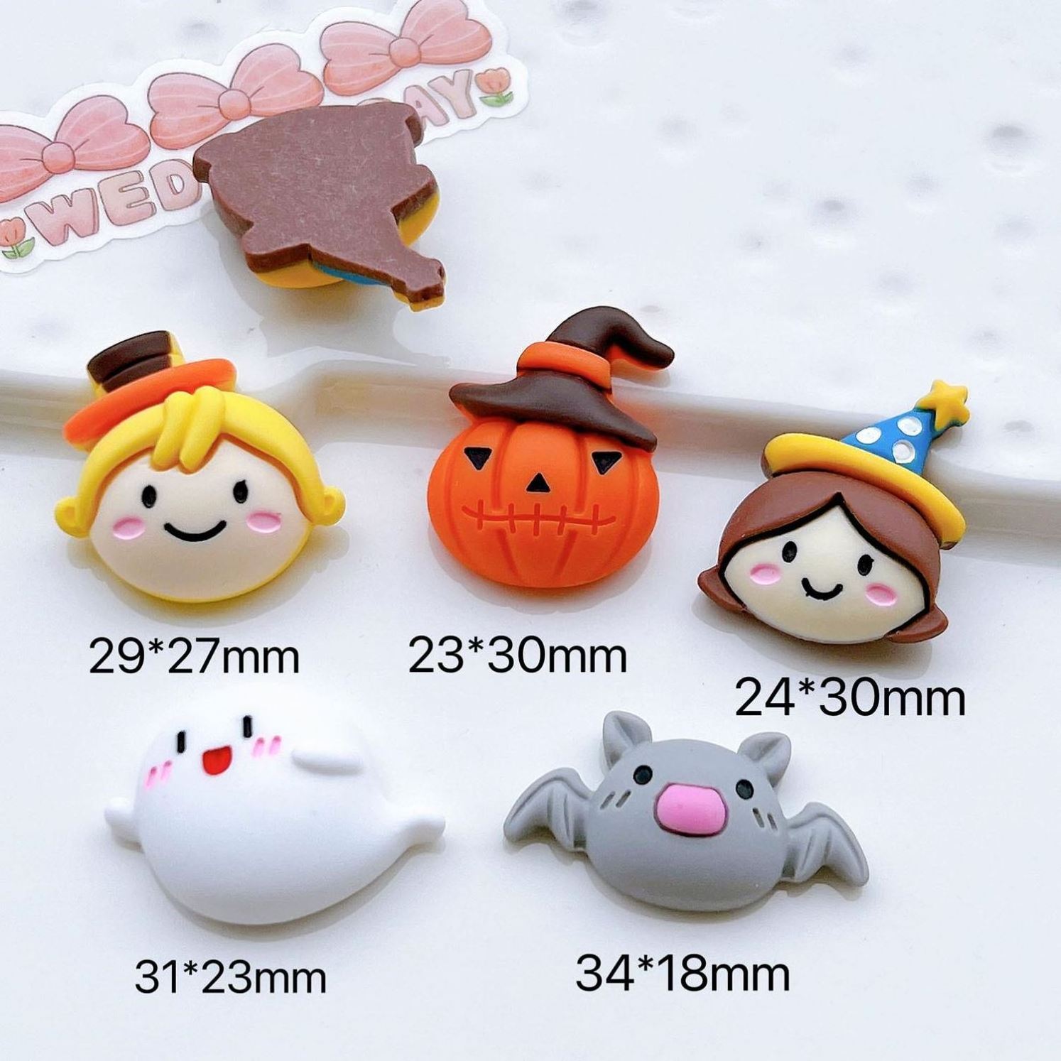 Halloween Ghost miniature pumpkin resin Handmade materials Cream glue hair clips accessories diy charm accessories