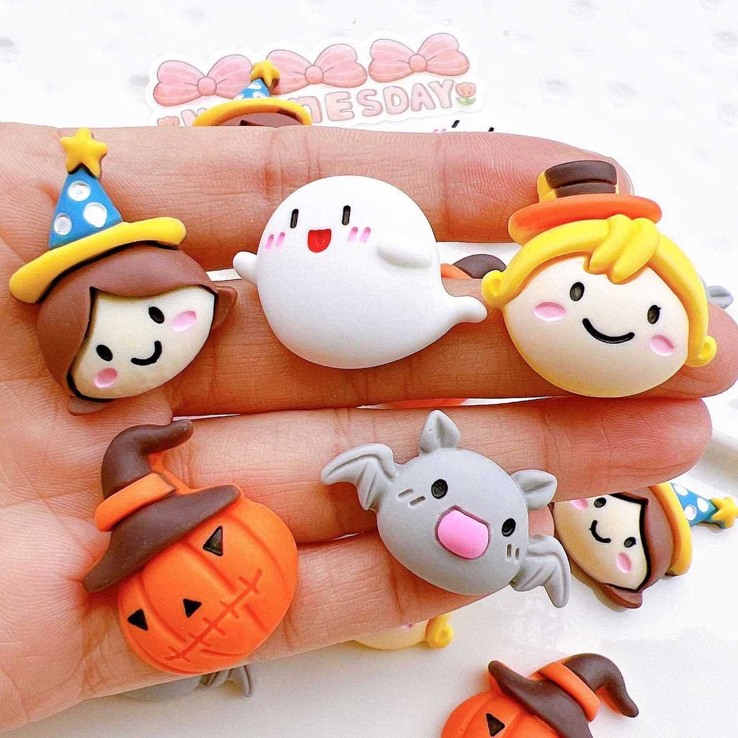 Halloween Ghost miniature pumpkin resin Handmade materials Cream glue hair clips accessories diy charm accessories