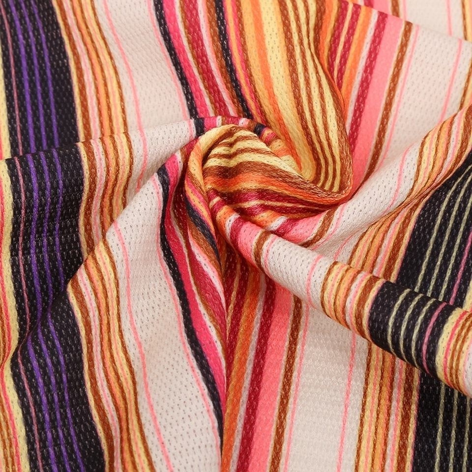 100% Polyester custom soft printed poly yarn dyed knit striped fabric multi colour