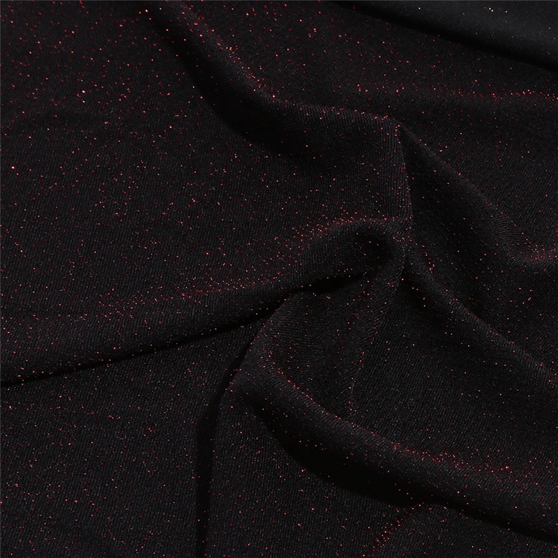 Wholesales modern shiny sequin pattern plain dyed jersey knitted warp black metallic fabric