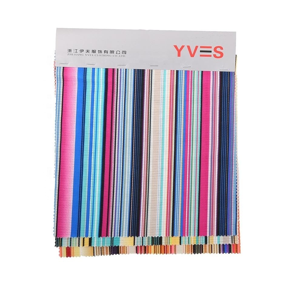 100% Polyester custom soft printed poly yarn dyed knit striped fabric multi colour