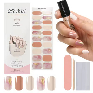 factory Korean Custom Gel Nail stickers Non-Toxic Long Lasting semi cured Gel Nail wraps with salons