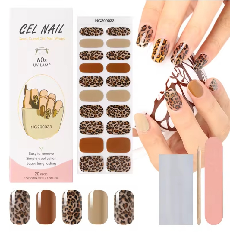 factory Korean Custom Gel Nail stickers Non-Toxic Long Lasting semi cured Gel Nail wraps with salons