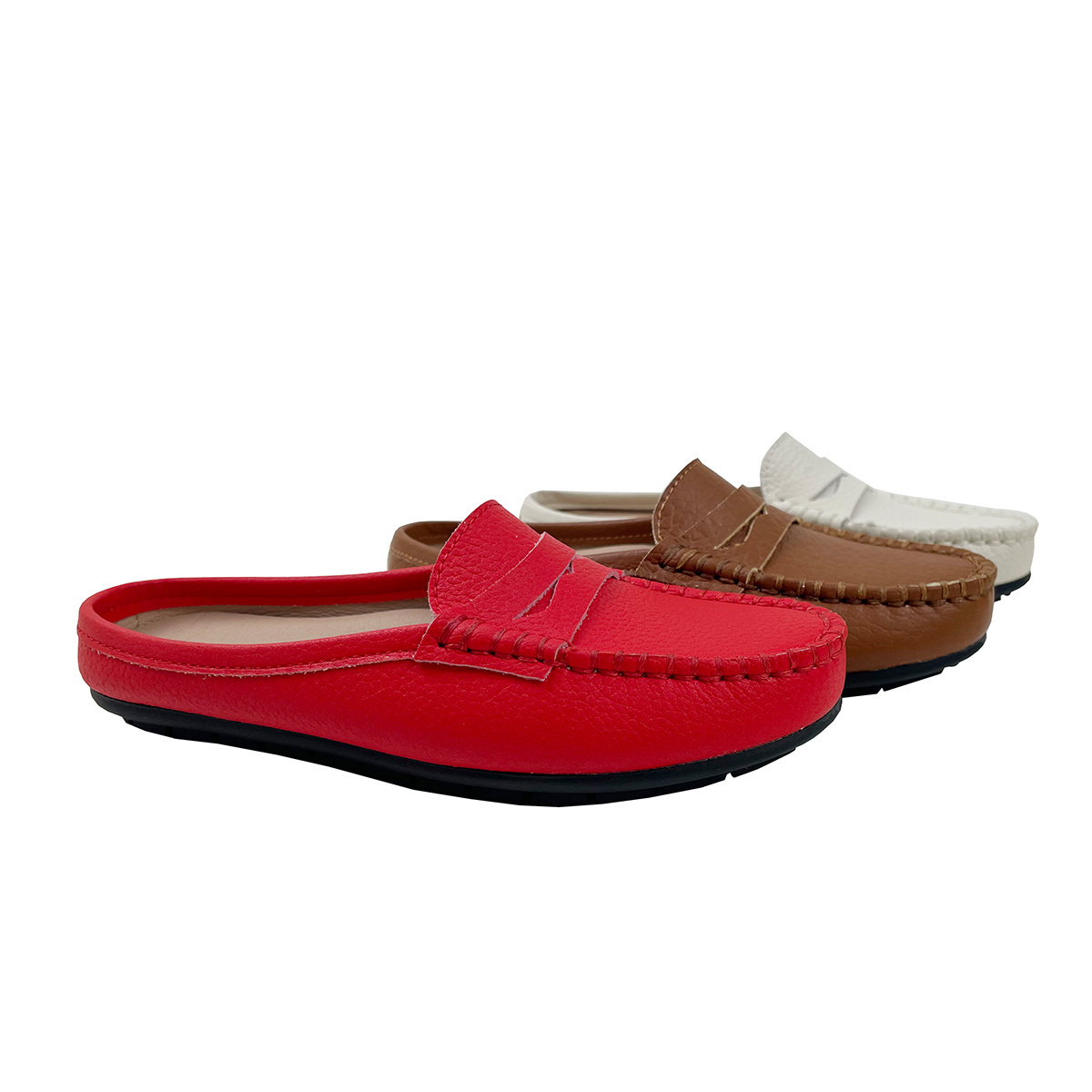 Latest Design Summer Fashion White Slippers Style Casual Moccasin PU Leather Half Shoes for Men Leather