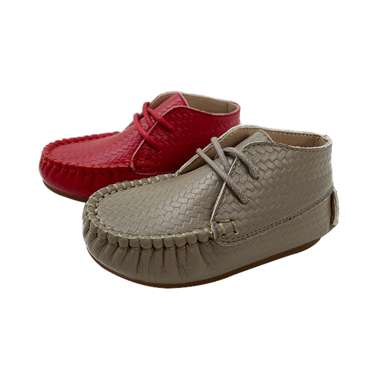 Indoor infant moccasins leather custom Logo girl toddler boots 2 years female casual walking shoes for baby boy unisex