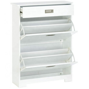 Two-Tier white color  shoe storage cabinet organizer  modern wooden furniture shoe rack