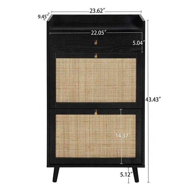 modern wooden Rattan door shoe storage rack furniture  cabinet