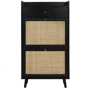 modern wooden Rattan door shoe storage rack furniture  cabinet