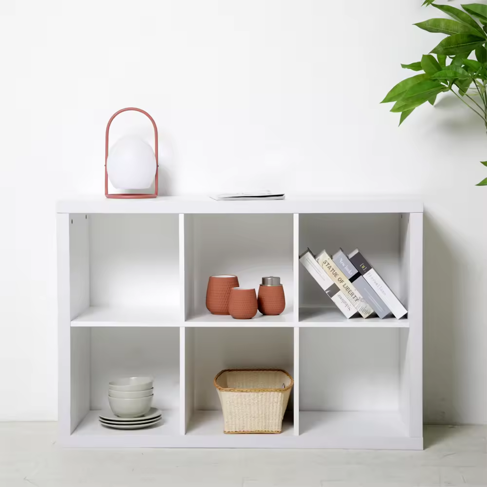 Home Office Organizer Display White 6 Cube Storage Bookcase Shelf Small Industrial Book Shelf Wall Square Bookcase Shelf