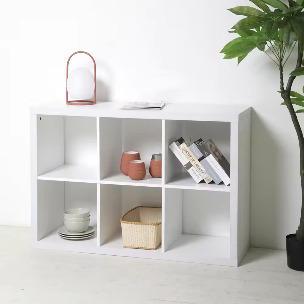 Home Office Organizer Display White 6 Cube Storage Bookcase Shelf Small Industrial Book Shelf Wall Square Bookcase Shelf