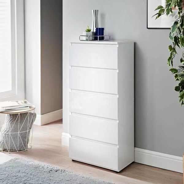 Mobile Storage Cabinet for Closet/Office White Wooden Multi 7 Drawers