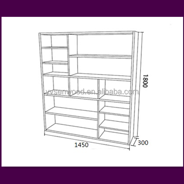 2015 Modern MDF used library bookcase