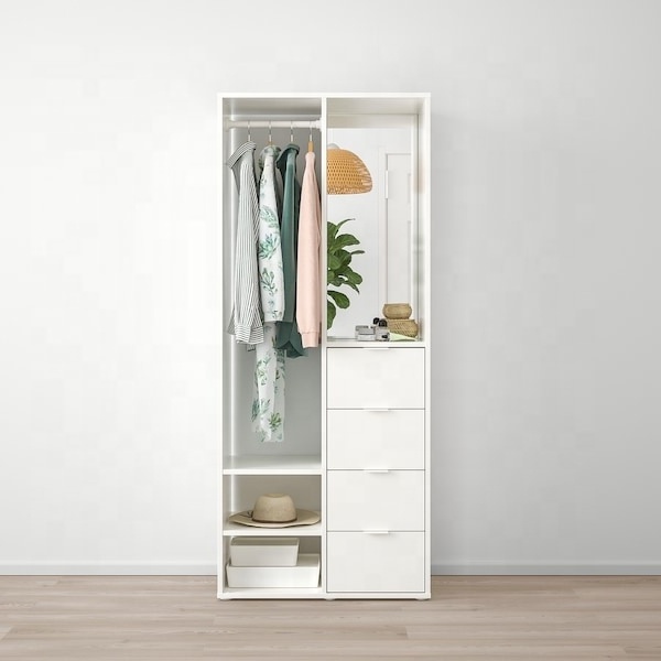 cheap price  white color easy assemble  wardrobe with drawers open  small wardrobe armoire