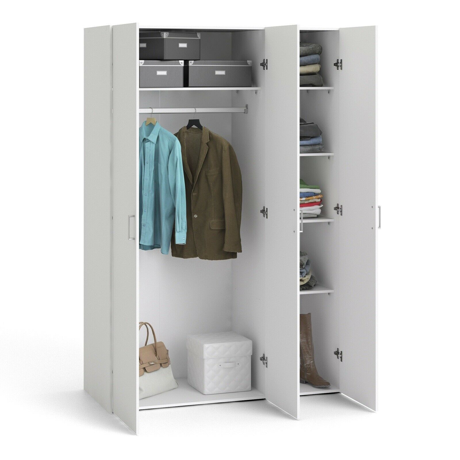 cheap price  white color easy assemble  wardrobe with drawers open  small wardrobe armoire