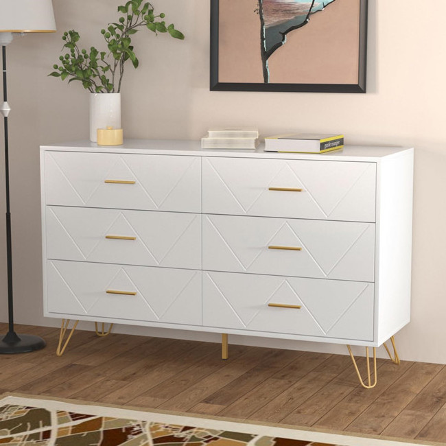 Modern 6 Drawer Dressers  Storage Chest of Drawers Cabinet for Living room Hallway Entryway