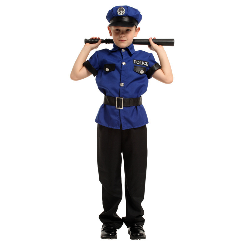 Children Halloween Costumes Kids Police Costumes Set Boys Officer Uniform Wholesale Party Clothes