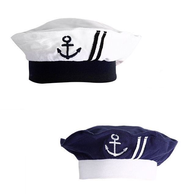 Fashion Classic Cotton Adult Custom Golden Embroidery Marine Yacht Officer Boat Ship Sailor Captain Hat Festive Hats & Party Hat