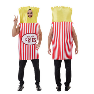 Carnival Adults Funny French Fries Cosplay Costume Party Food Role-Playing Jumpsuit