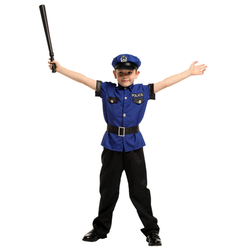 Children Halloween Costumes Kids Police Costumes Set Boys Officer Uniform Wholesale Party Clothes