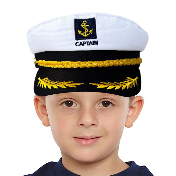 Fashion Classic Cotton Adult Custom Golden Embroidery Marine Yacht Officer Boat Ship Sailor Captain Hat Festive Hats & Party Hat