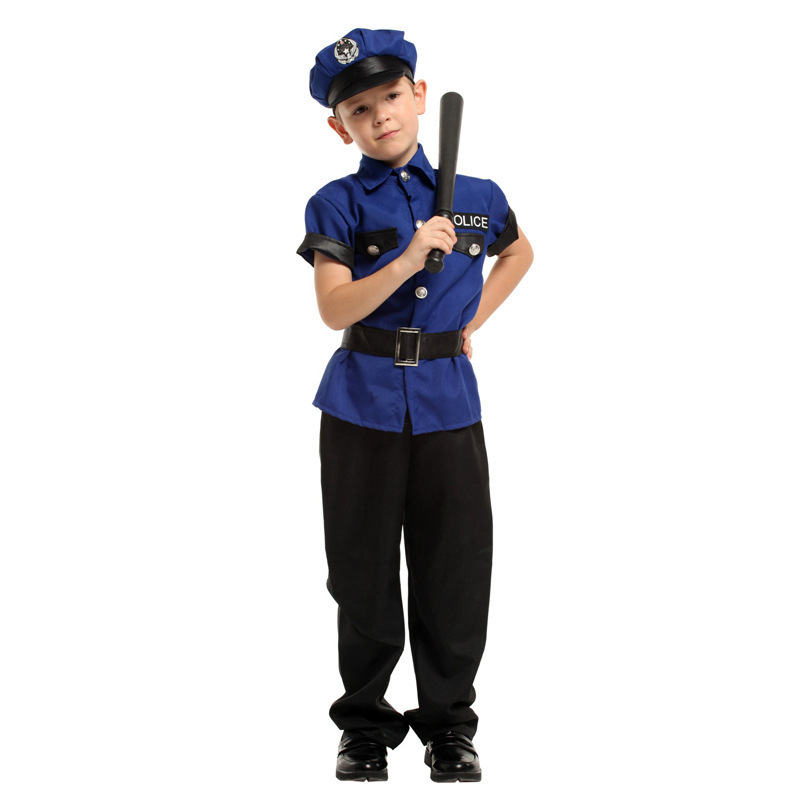 Children Halloween Costumes Kids Police Costumes Set Boys Officer Uniform Wholesale Party Clothes