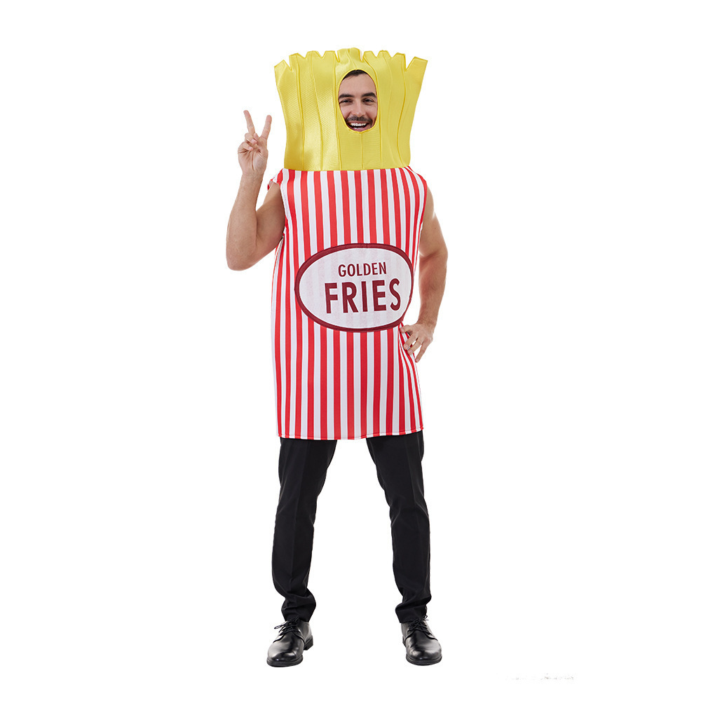 Carnival Adults Funny French Fries Cosplay Costume Party Food Role-Playing Jumpsuit