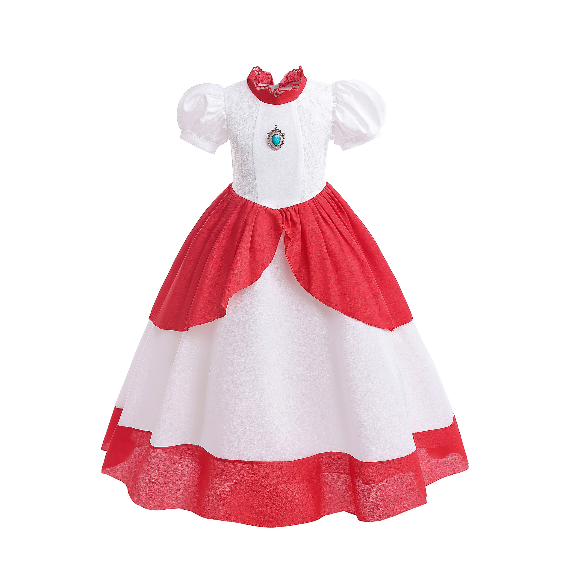 2024 New Arrival Princess Peach Costumes Sleeve Long Girl Pink Dress Christmas Dresses for Kids