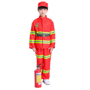 Kids Fireman Costume Unisex Fire Fighters Suits For Boys Girls Role Play Costume