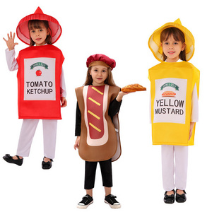 Factory Selling Children Game Cosplay Bread Jam Yellow Mustard Costumes Carnival Role-playing Funny Food Jumpsuit