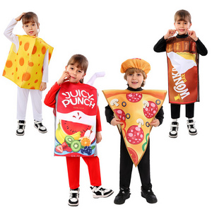 Factory Selling Children Game Cosplay Juice Cheese Pizza Costumes Carnival Role-playing Funny Food Jumpsuit