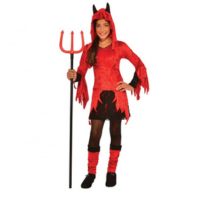 Kids Unisex Red Devil Costume Halloween Velvet  Devil Disguise Cosplay Costume