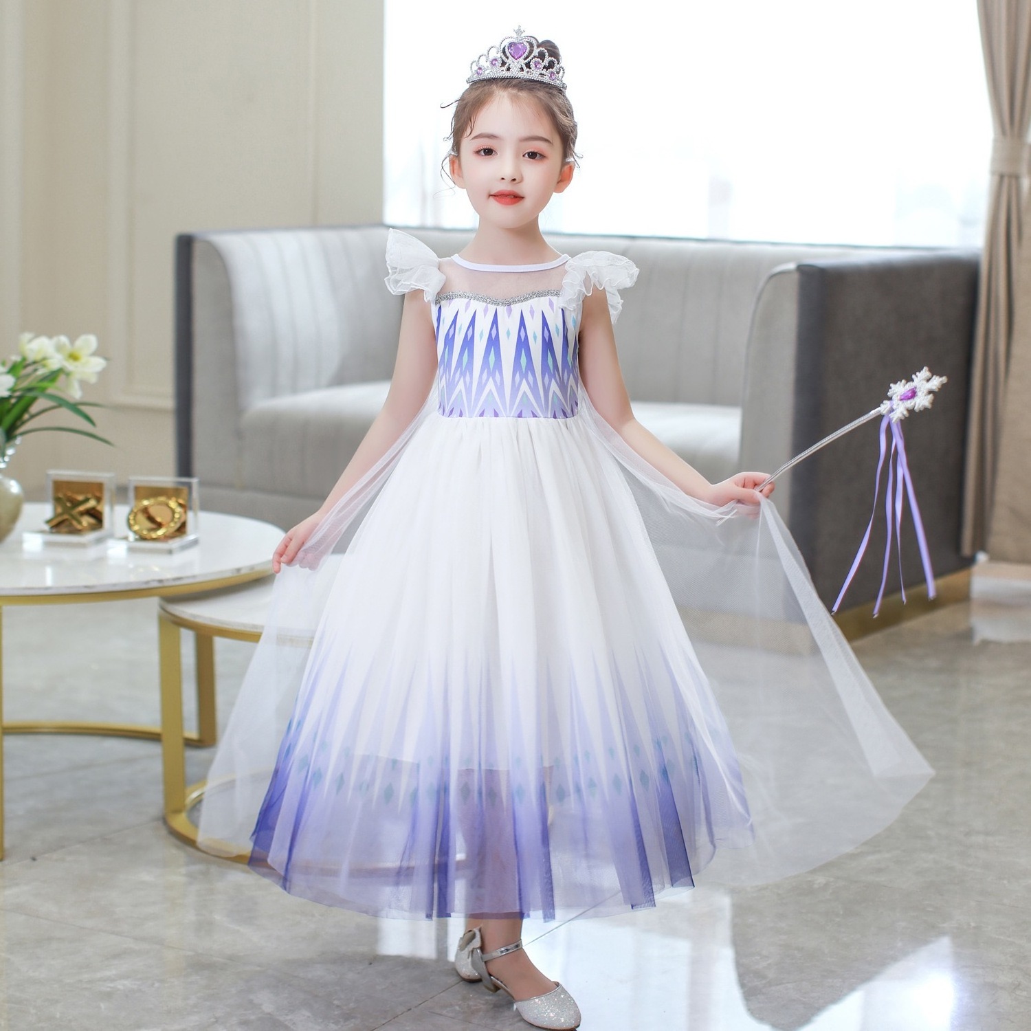 New Elsa Costume Kids Princess Dress Birthdays Party Fairy Angle Sweet Disguise Dresses Cosplay Costume