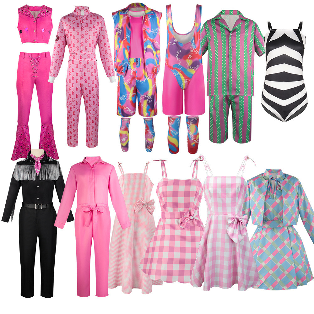 Wholesale Plus Size Adult Kids Cosplay Fancy Carnival Clothing Set Tv Movie Barbies Pink Dress Cosplay Costume