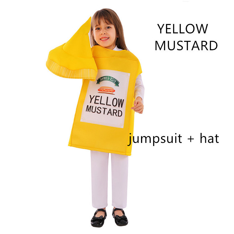 Factory Selling Children Game Cosplay Bread Jam Yellow Mustard Costumes Carnival Role-playing Funny Food Jumpsuit