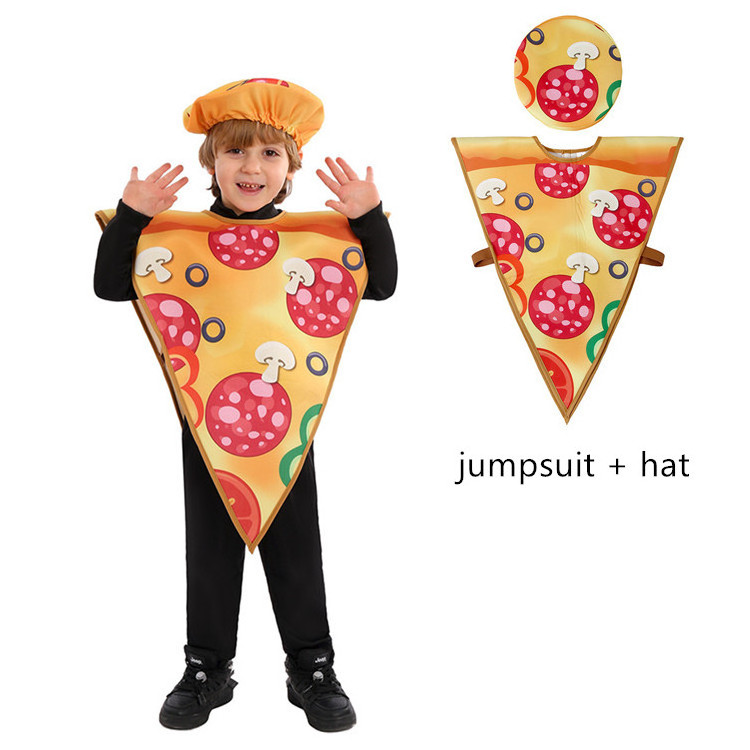 Factory Selling Children Game Cosplay Juice Cheese Pizza Costumes Carnival Role-playing Funny Food Jumpsuit