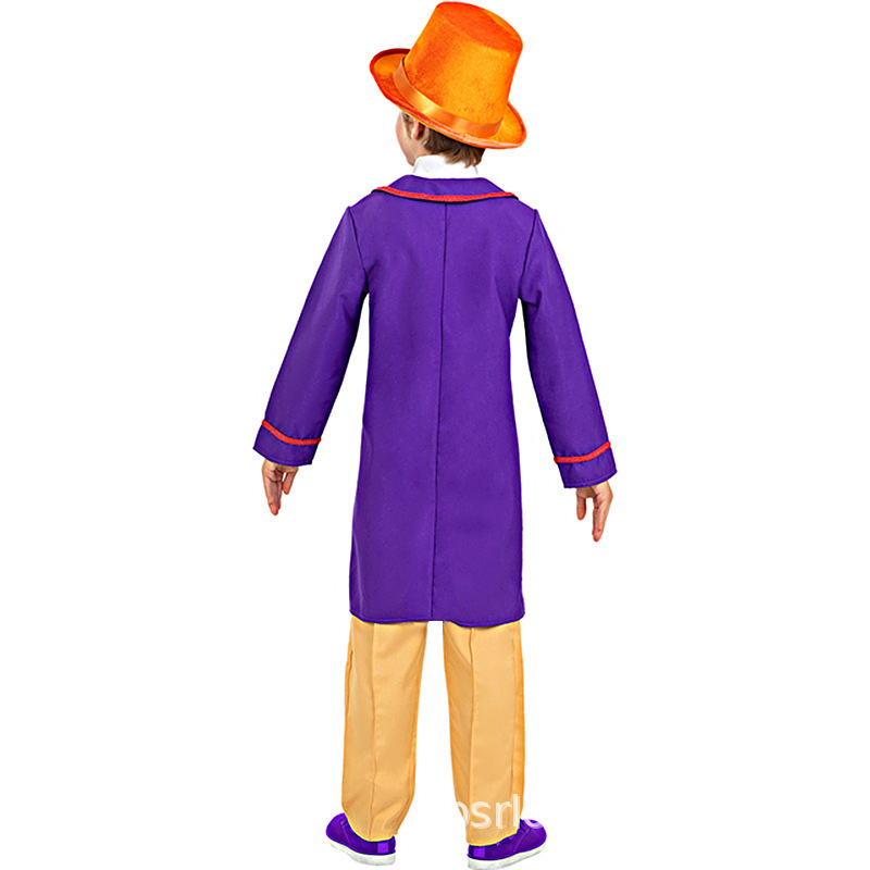 New Designs Carnival Fancy Charlie and Chocolate Suit Willy Wonka Opa Set Party Cosplay Costume For Kids