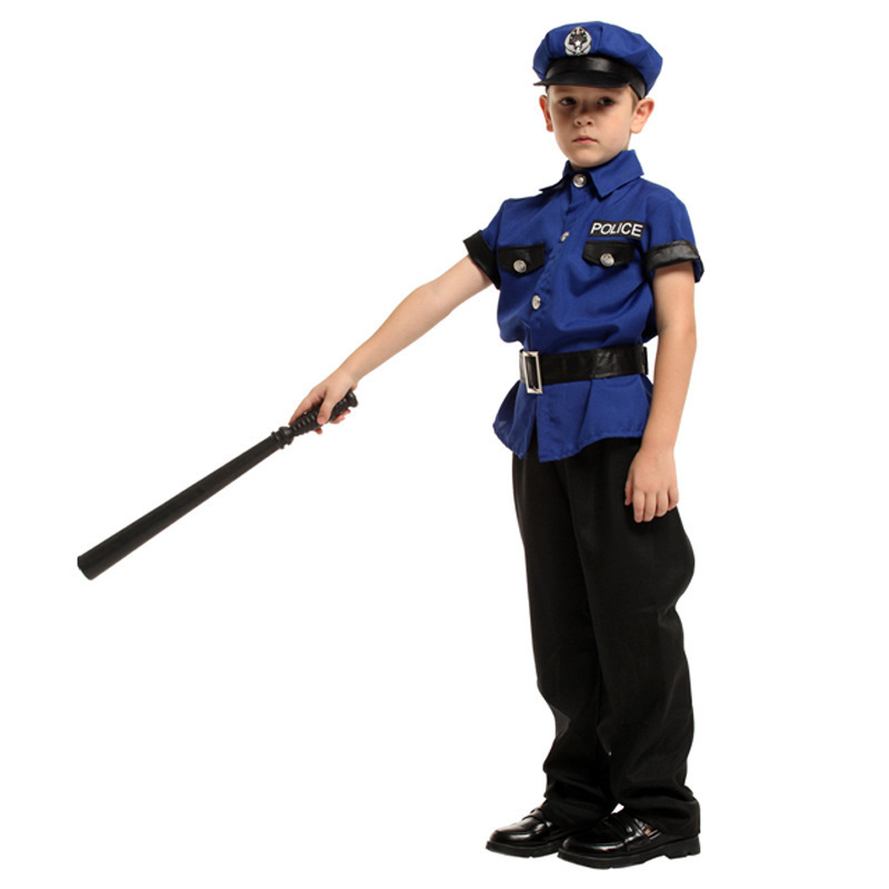 Children Halloween Costumes Kids Police Costumes Set Boys Officer Uniform Wholesale Party Clothes