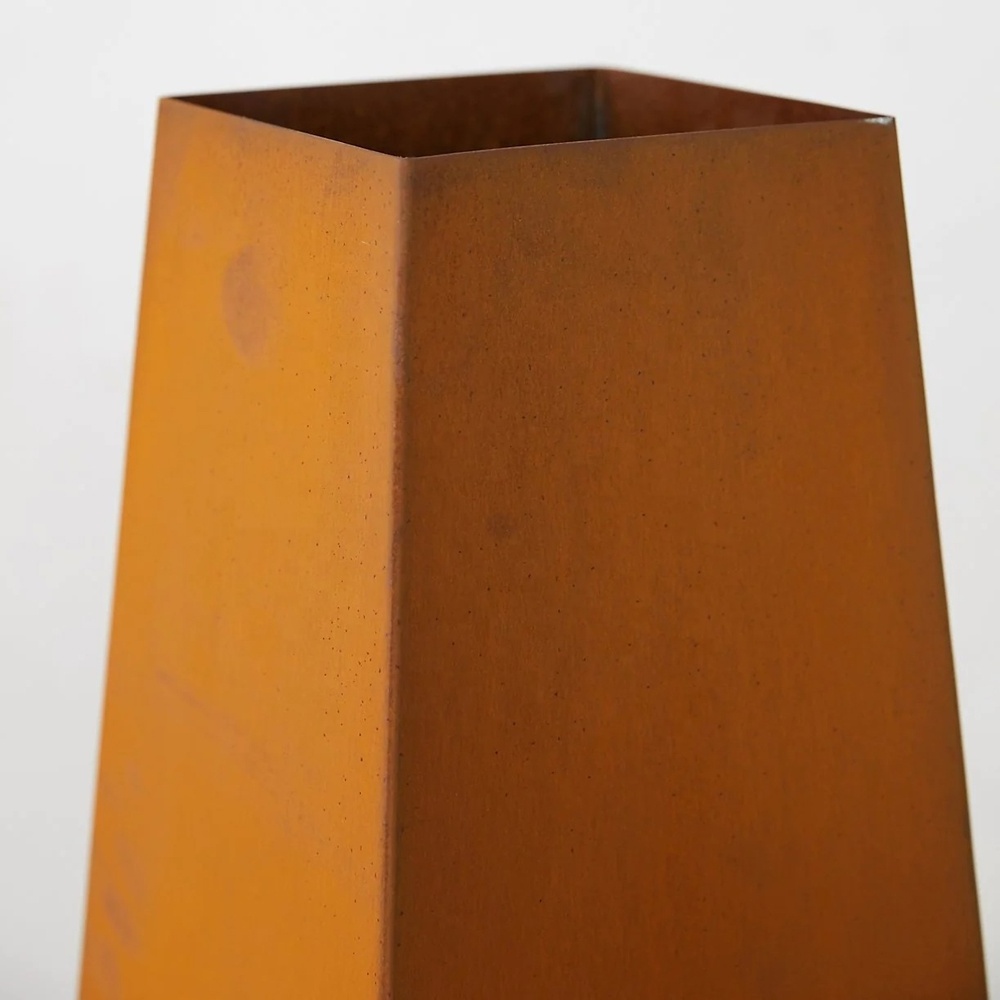 Obelisk Natural Rusted Finished Steel Fire Pit Corten Steel Wood Burning Outdoor Fireplace