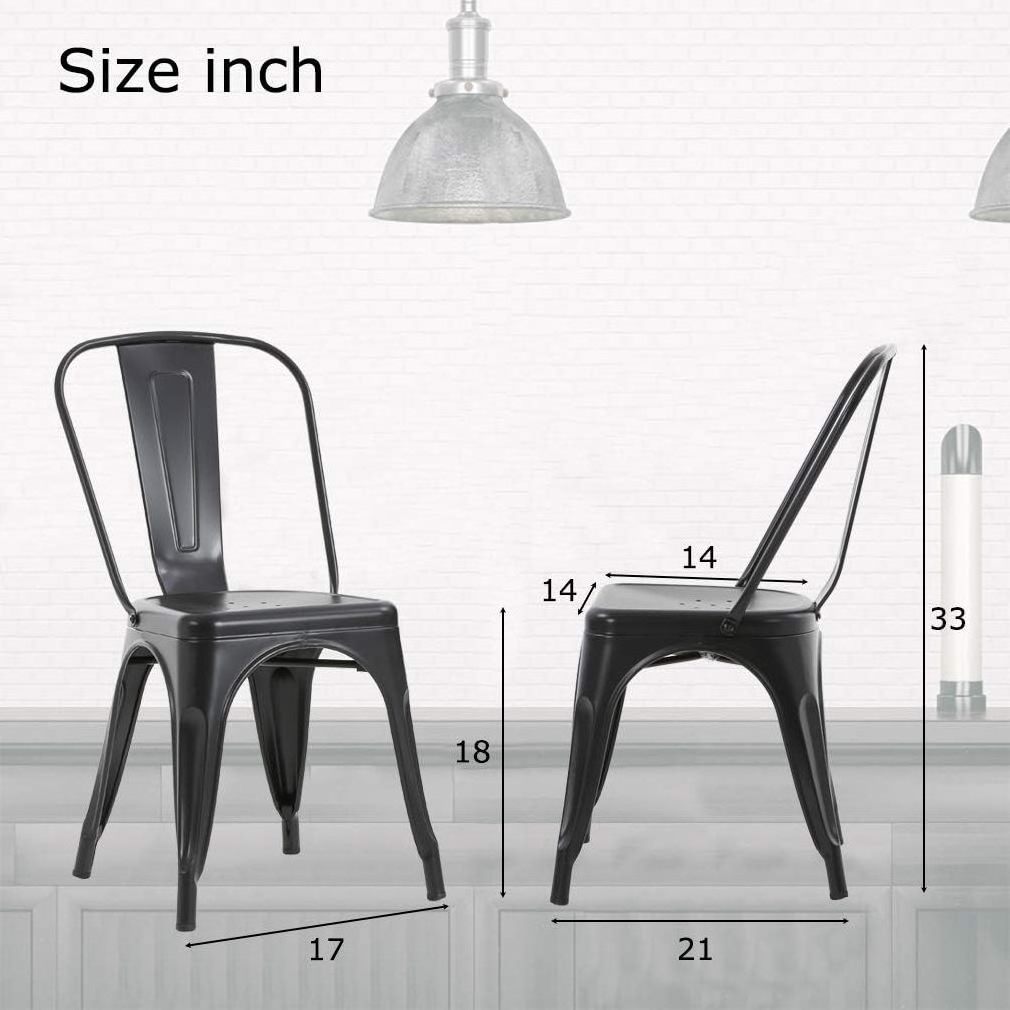 Black Outdoor Metal Leg Restaurant Outdoor Metal Dining Chairs