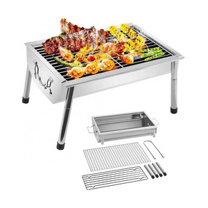 Tabletop Bbq Grill Easy Installation Camping Barbecue Grill Stainless Steel Portable Bbq Outdoor Cooking Small Grill