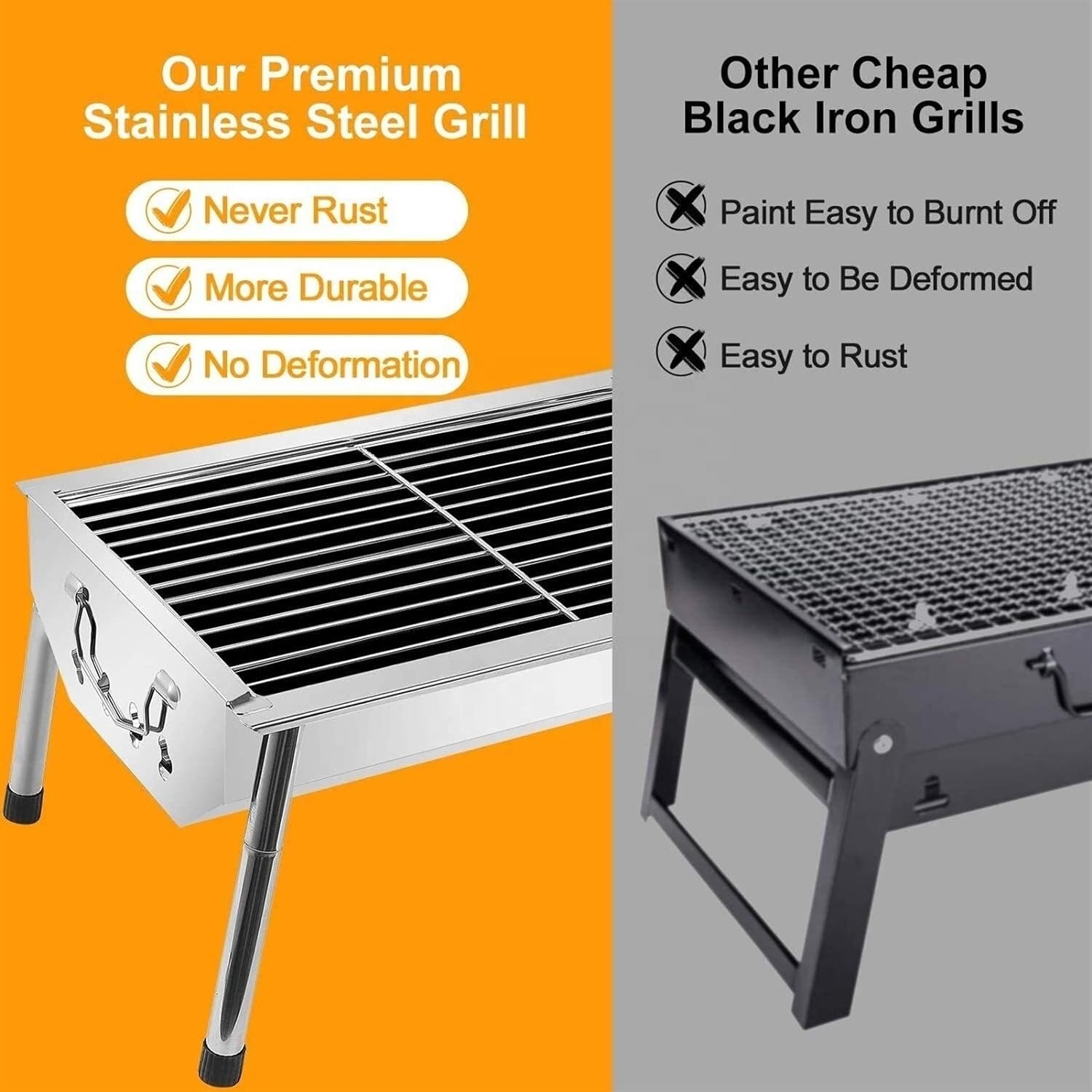 Tabletop Bbq Grill Easy Installation Camping Barbecue Grill Stainless Steel Portable Bbq Outdoor Cooking Small Grill