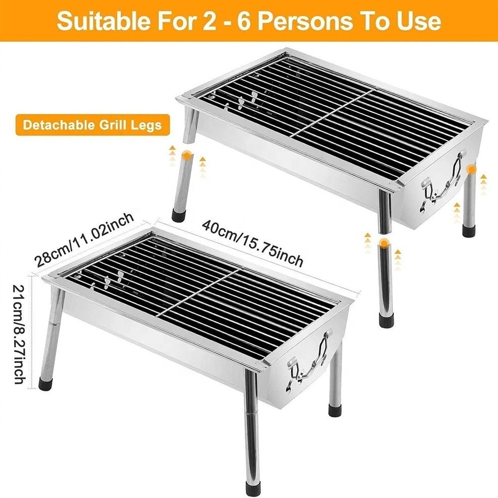 Tabletop Bbq Grill Easy Installation Camping Barbecue Grill Stainless Steel Portable Bbq Outdoor Cooking Small Grill