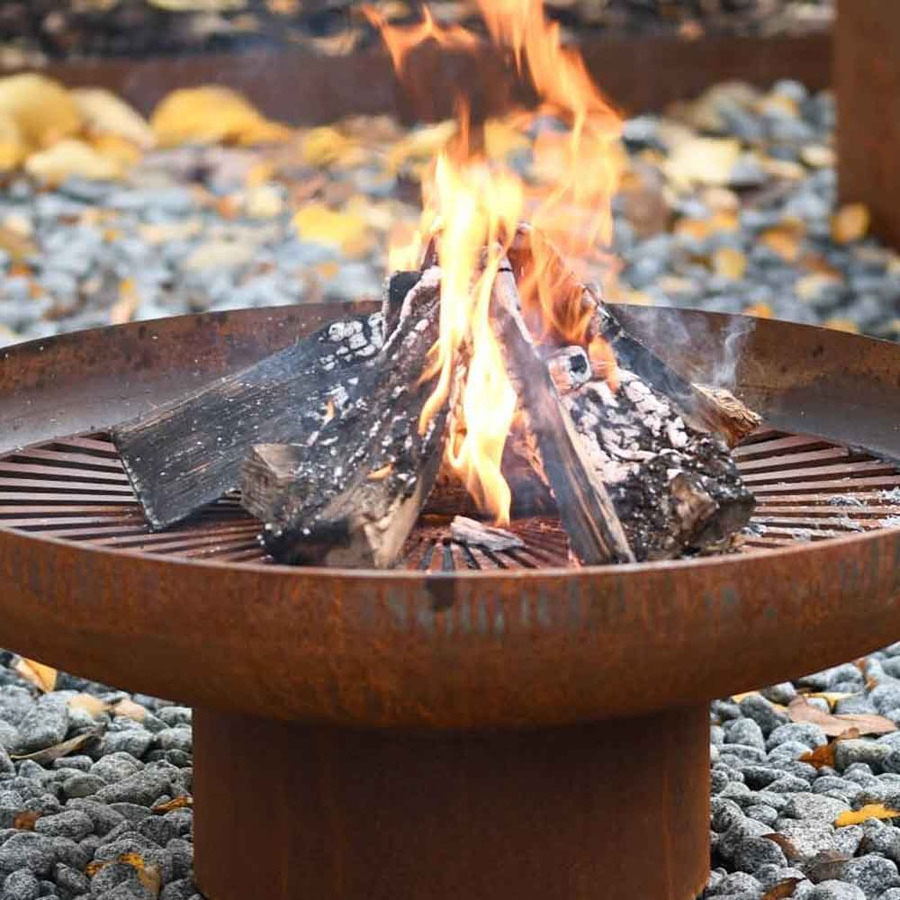 Out Side Wood Camping Square Table  Patio Natural Gas Crusher Cone Fire Pit For Sale