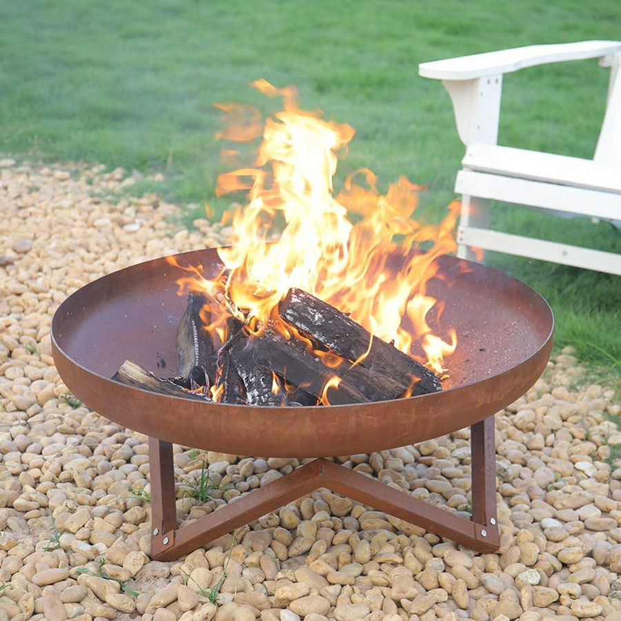 BBQ Grill Garden Patio Kitchen Luxury Corten Steel Table Tall Gas Burner Outdoor Fire Pit Bowl