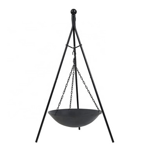 Wholesale Manufacturer Adjustable Height Outdoor BBQ Grill Charcoal Hanging Tripod Cooker for Fire Pit