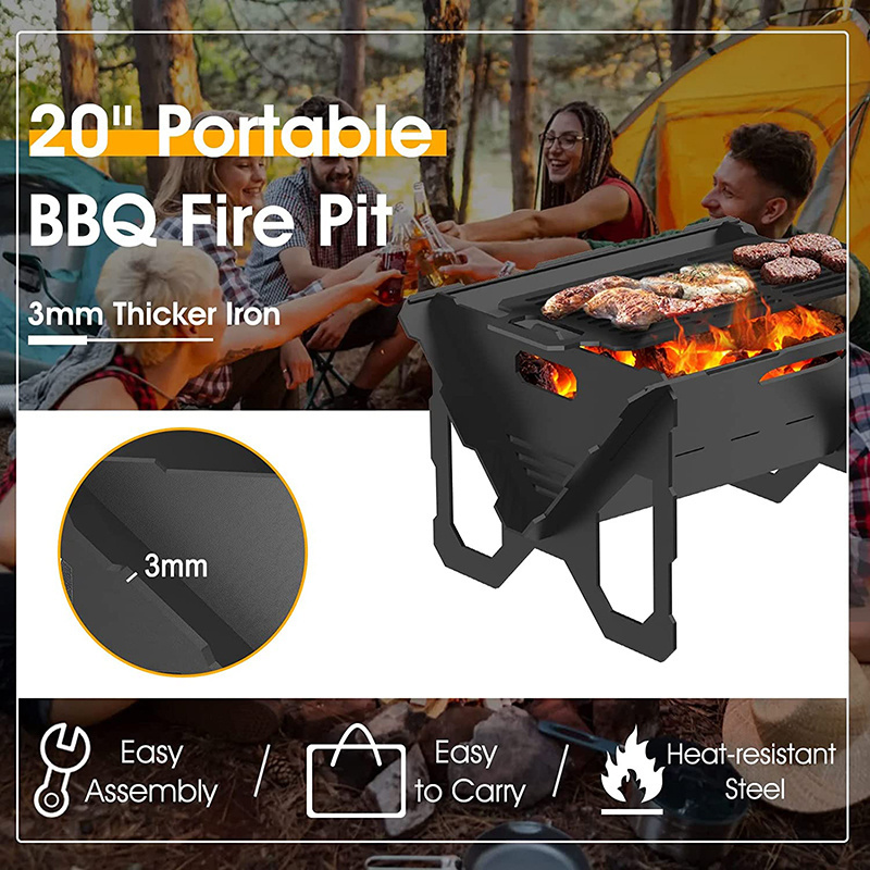 Wholesale Portable Camping Firepit Cook Steel BBQ Grilling Barbecue Bowl Outdoor Campfire Garden Vertical Personal Fire Pits