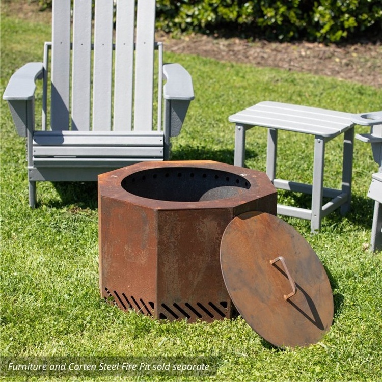 Manufacturer New Trend Hexagon Design Outdoor Garden Corten Steel Smokeless Fire Pit