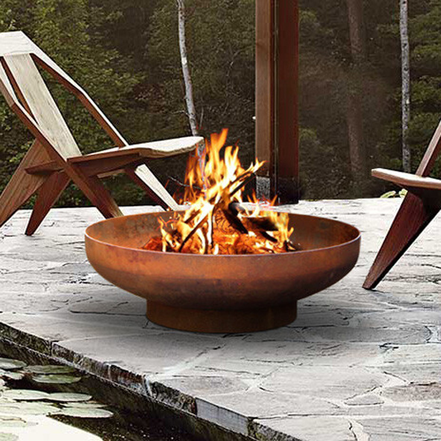 Backyard BBQ Grill Corten Steel Garden Wood Portable Camping Steel Accessories Globe Fire Pit Stand Inserts