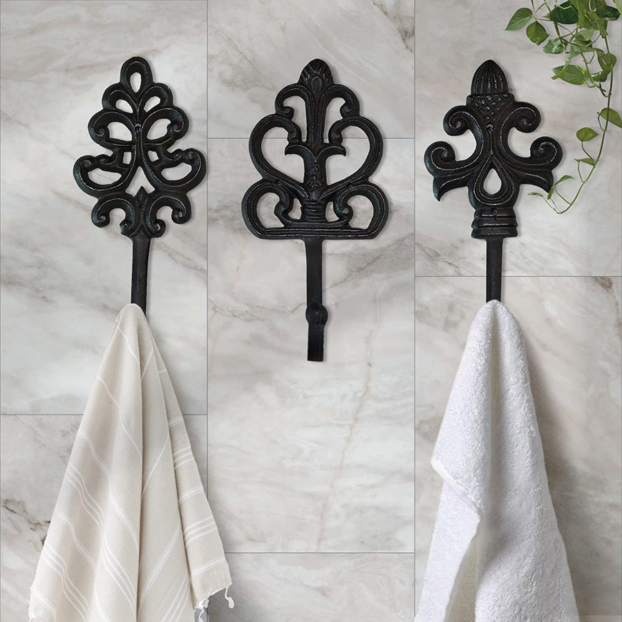 Home Decorative Antique Wall Cast Iron Coat Craft Key Hooks Rack